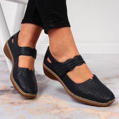 7. Rieker W RKR139 navy blue leather shoes