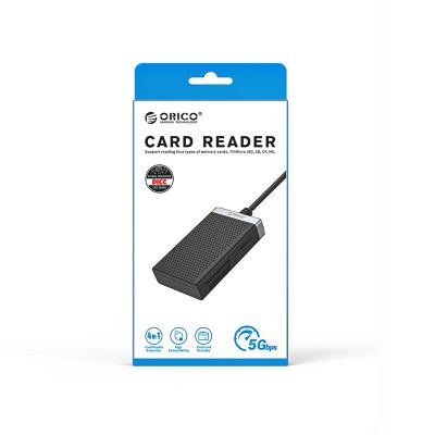 12. Orico CL4D-A3 USB-A 3.0 SD microSD CF MS 5 Gb/s Memory Card Reader - Black and Silver