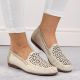 19. Rieker W RKR658 comfortable leather openwork shoes, beige