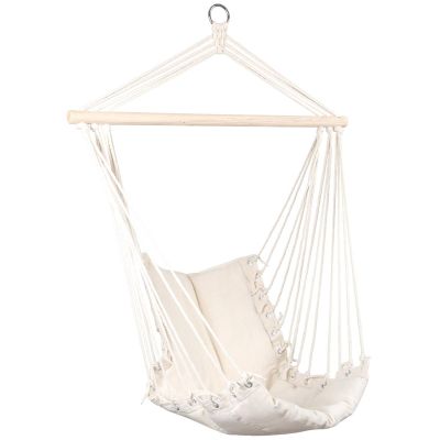 BRAZILIAN HAMMOCK HANGING CHAIR 100x50CM NATURA WITH SEWN-IN CUSHION WHITE