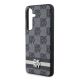 6. DKNY Leather Checkered Mono Pattern & Printed Stripes Case for Samsung Galaxy S24 - Black