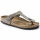 9. Birkenstock Gizeh Birko-Flor Nubuck Stone Regular Women's Flip-Flops Gray-Beige Wide (43391)