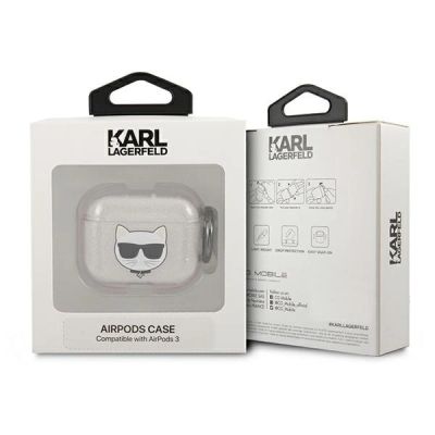 3. Karl Lagerfeld Glitter Choupette case for AirPods 3 - silver