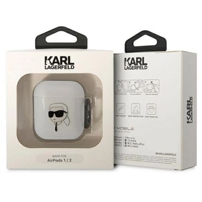 3. Karl Lagerfeld KLA2HNIKTCT AirPods 1/2 cover transparent Karl`s Head