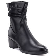 Women's high-heeled ankle boots with a gathered upper, black Vinceza 58682