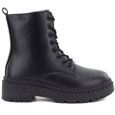 6. Women's black platform combat boots Big Star UU274816