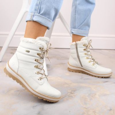 3. Remonte W RKR629 wool-lined waterproof leather ankle boots, white