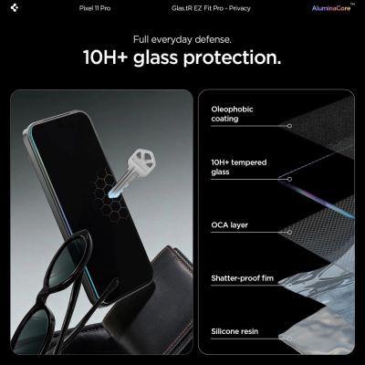 8. Spigen Glas.tR EZ Fit Pro HD Privacy 2-Pack Tempered Glass Screen Protector for Google Pixel Pro 9 / 9 Pro / 10 / 10 Pro / 11 / 11 Pro