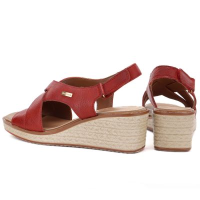 4. Sergio Leone SK297 Burgundy Women's Leather Wedge Sandals