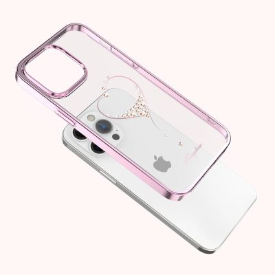 6. Silicone case with Swarovski crystals Kingxbar Wish Series for iPhone 14 Plus - pink