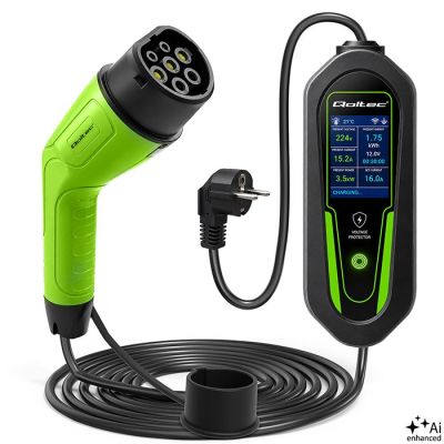 9. Qoltec Charger for electric cars EV and hybrids with 2-in-1 regulation Type2 | 3.5kW | 230V | SCHUKO 16A | Wi-Fi | Tuya | Smart life | LCD | 5m