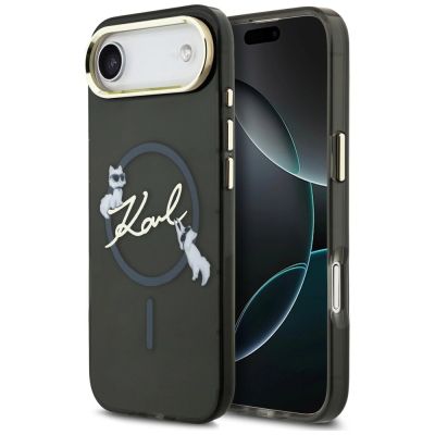 2. Karl Lagerfeld IML Choupettes Karl Script Logo MagSafe iPhone Air Case - Black