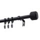 Extendable Single Curtain Rod Ø 19 mm OMEGA Black 140–220 cm with Rings KOWALSKI