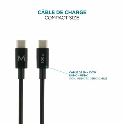 6. Mobilis Charger 100W 2USB C 1USBA GaN cable 100W Laptop, Smartphone, Tablet Black Alternating Current Internal