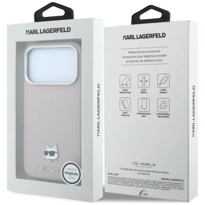 8. Karl Lagerfeld Grained Choupette Head Metal MagSafe Case for iPhone 17 Pro Max / 18 Pro Max - Pink