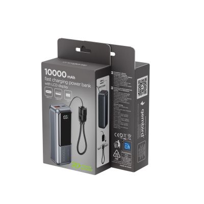 4. GEMBIRD POWERBANK 10000mAh, LCD DISPLAY, 20W FAST CHARGING, GRAY