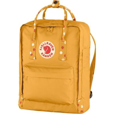 3. Fjallraven Kanken city backpack - ochre/confetti pattern