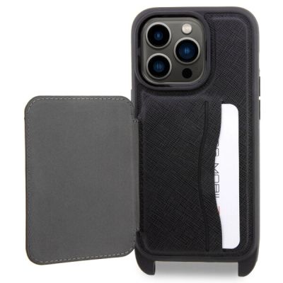 4. Karl Lagerfeld Crossbody Saffiano Karl & Choupette Case for iPhone 14 Pro - Black