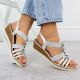 5. Women's wedge sandals with elastic bands silver Remonte R6264-92