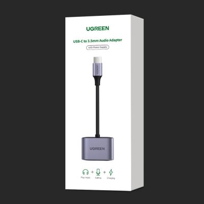 5. Ugreen audio adapter USB Type C (male) - USB Type C PD QC (female) + 3.5mm mini jack (female) gray (CM231)