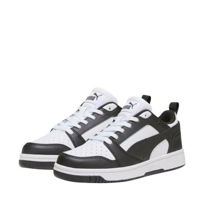 8. Puma Rebound V6 Lo Mid kids' shoes white and black 393833 01