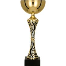 Gold and black metal cup