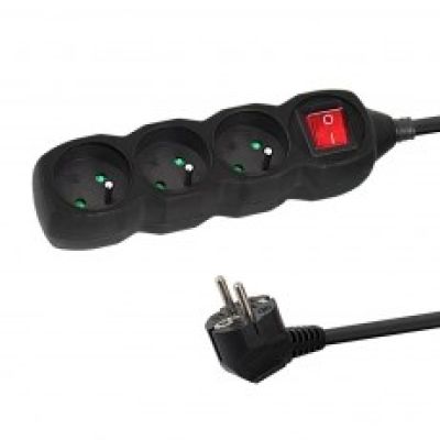ESPERANZA POWER STRIP 3 SOCKETS SWITCH 1.5M BLACK ELK210K