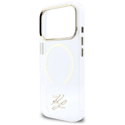 6. Karl Lagerfeld IML KL Script Logo MagSafe Case for iPhone 17 Pro Max - Clear
