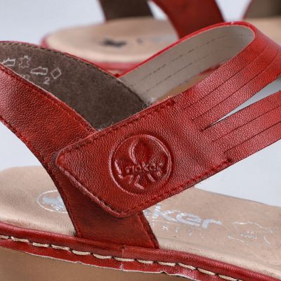 21. Rieker W RKR685 comfortable leather sandals red