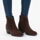 5. Women's suede ankle boots with openwork heel, brown, S.Barski HY61-8012