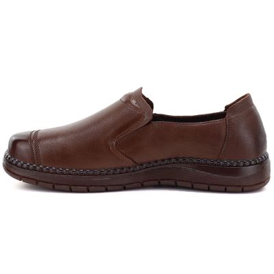 7. Women's comfortable leather slip-on shoes, brown, Vinceza 107241