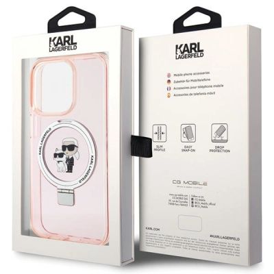 7. Karl Lagerfeld KLHMP15LHMRSKCP iPhone 15 Pro 6.1" pink/pink hardcase Ring Stand Karl&Choupette MagSafe