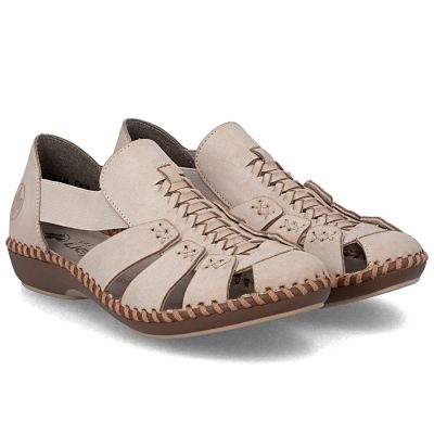4. Beige women's leather sandals Rieker M1679-60