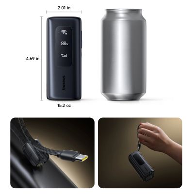 11. Baseus EnerGeek GX11 MiFi 20000mAh 67W Power Bank with Wi-Fi Function - Black