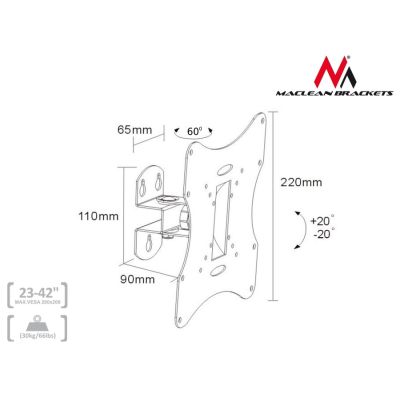 4. Maclean MC-501B TV wall mount (Swivel, wall-mounted, tiltable - 42"; max. 30kg)