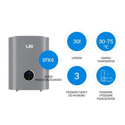 3. Electric boiler LIN LIFVD1SMGY 30L UNIVERSAL gray