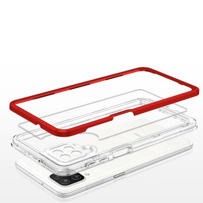 5. Clear 3in1 Case for Samsung Galaxy A22 4G Frame Gel Cover Red