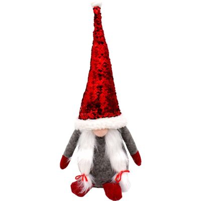 2. DECORATIVE gnome with magic sequins 35cm gray