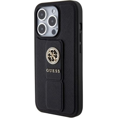 2. Guess Grip Stand 4G Saffiano Strass case for iPhone 15 Pro Max - black