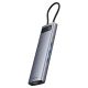 2. HUB 11in1 Baseus Metal Gleam Series USB-C to USB-C PD / 3x USB-A 3.0 / USB-A 2.0 / HDMI / VGA / AUX / RJ-45 / SD TF - gray