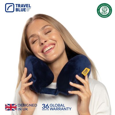 6. TRAVEL BLUE TRANQUILITY MEMORY FOAM TRAVEL PILLOW NAVY