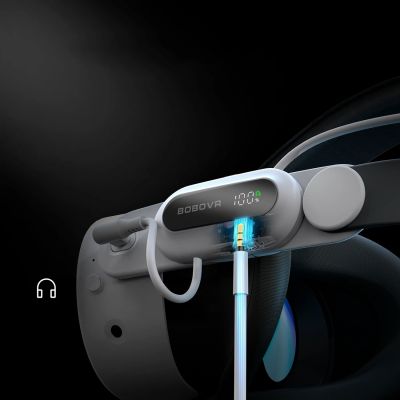 4. BoboVR E3 Pro Head Strap with Battery for Meta Quest 3 and 3S - White and Black
