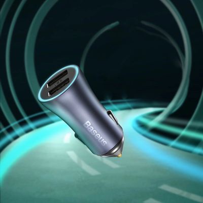 13. Baseus Golden Contactor Pro fast car charger 2x USB 40 W Quick Charge SCP FCP AFC + USB cable - USB Type C gray (TZCCJD-A0G)