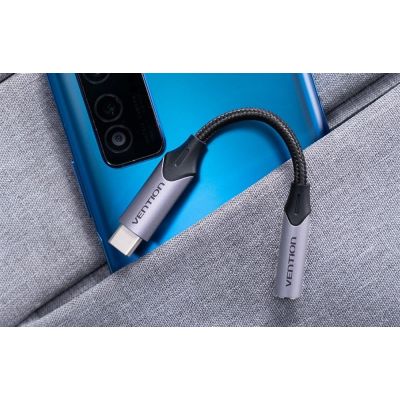 2. Vention USB-C to 3.5mm Headphone Jack Audio Adapter with DAC Aluminum Alloy 1m