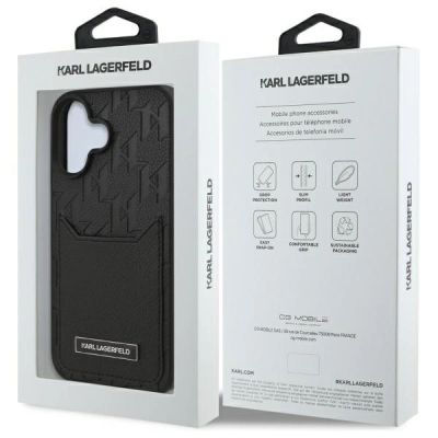 8. Karl Lagerfeld Cardslots Monogram iPhone 16 Case - Black