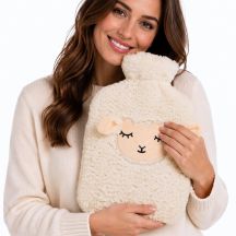 RUBBER HOT WATER BOTTLE 1.75L IN ANIMAL COVER - ECURE