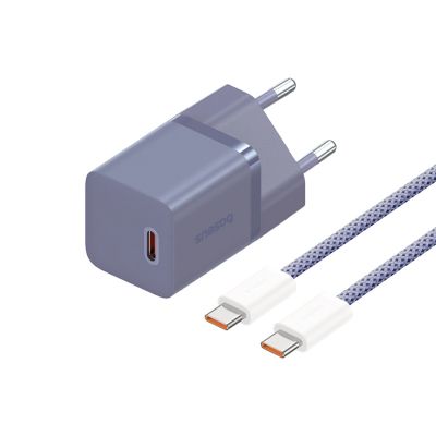 6. Baseus GaN5 30W USB-C EU Wall Charger with Purple Cable Baseus Dynamic 3 USB-C 100W 1m - Purple