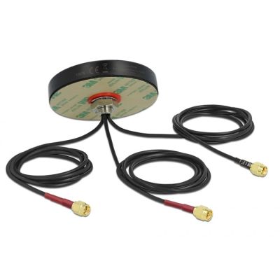 2. DeLOCK Dual Band Antenna LTE MIMO WLAN 802.11 ac/ax/a/h/b/g/n 3 x SMA male RG-174 1 m screw mounting, field, black
