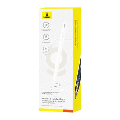 11. Baseus Smooth Writing 3 Active Stylus, Wired Rechargeable Stylus (Writing Angle Detection Version) - White