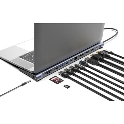 2. MANHATTAN 12-in-1 4K Docking Station 1xHDMI 2xDP 3xUSB-A